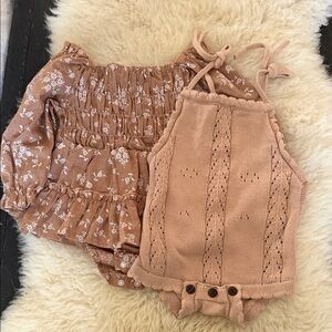 Charming Floral and Knit Kids Bodysuit Set